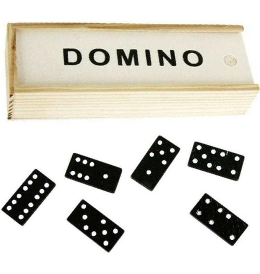 Brettspiel Domino Strategiebox 28 Spielfiguren schwarze Kacheln weiße Punkte