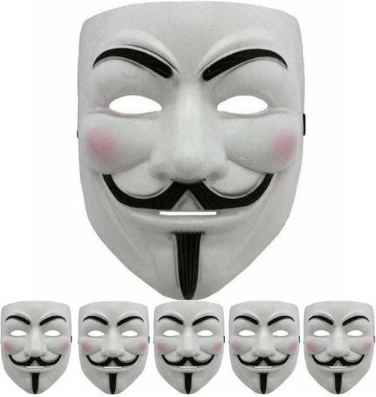 5x V wie Vendetta Maske Guy Fawkes Anonymous Karnevalsmasken aus Kunststoff