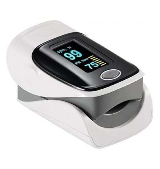 Oximeter-Pulsoximeter-Finger-Blutsauerstoffmessgerät zeigt die Herzfrequenz an