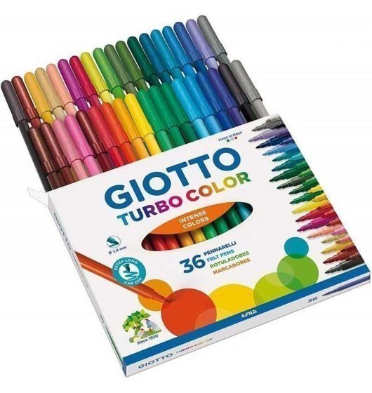 Giotto Turbo Color abwaschbare Marker Packung mit 36 ​​Farben feine Spitze...