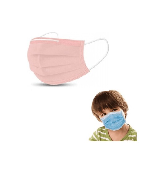 50x Typ II Masken für Kinder CE-zertifiziert rosa Einweg-Nasen-Mund-Gesicht