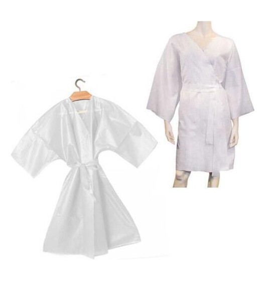 10x Einweg Kimono 90x120cm in Weiß TNT für Unisex Friseur Kosmetikerin