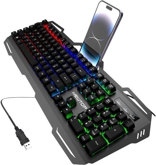 Gaming-Tastatur mit italienischem Layout Regenbogen-LED und Handy-Halterung