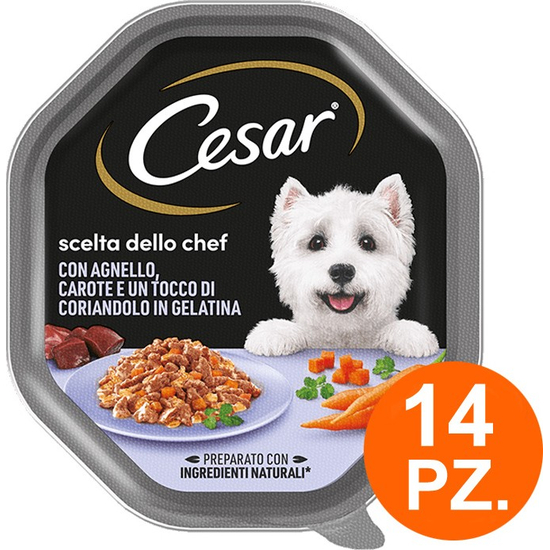 Cesar Selezioni dell'Orto Hundefutter mit Hühnerkarotten – 14 Dosen à 150 g